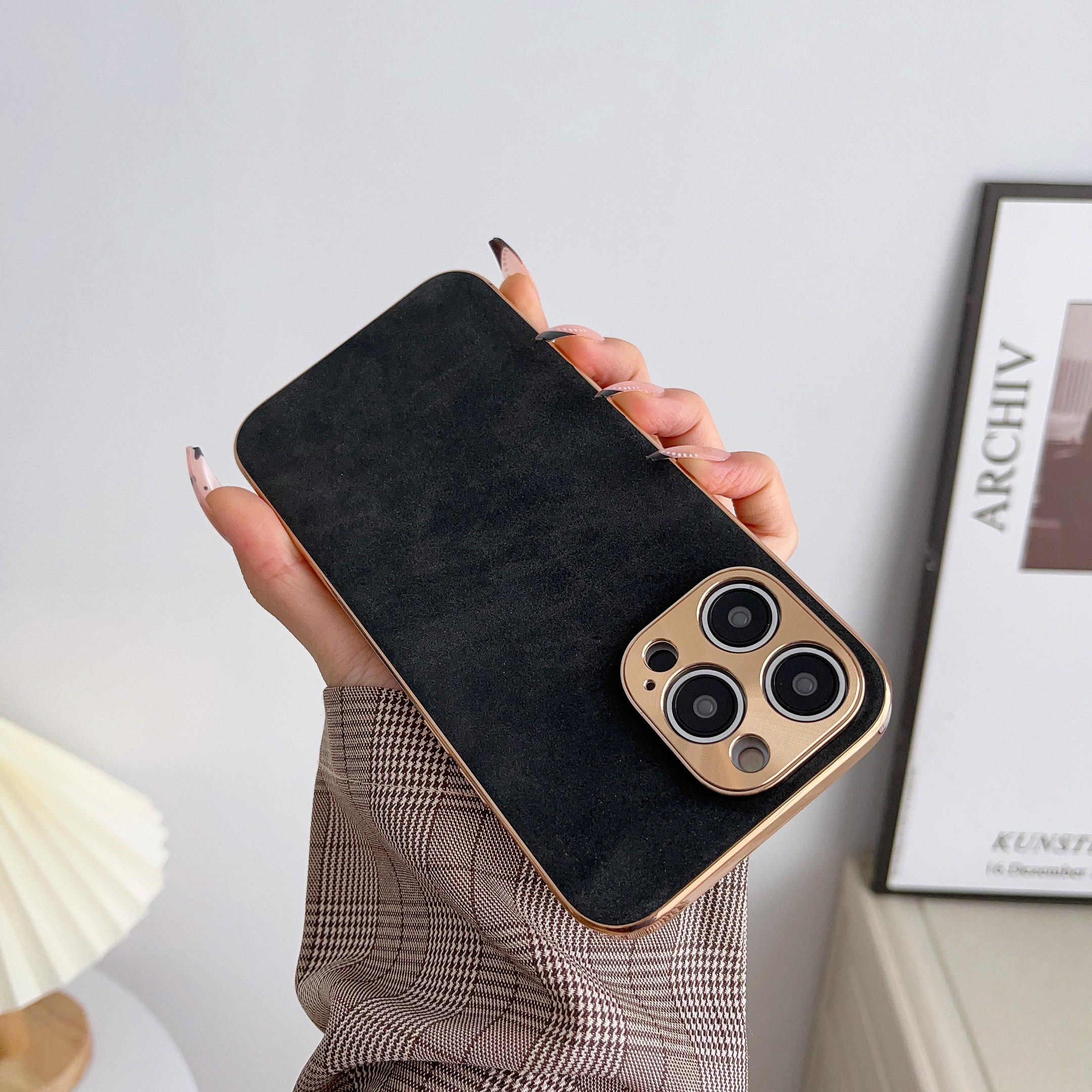 Kozna luksuzna maska crna iPhone 15 Pro