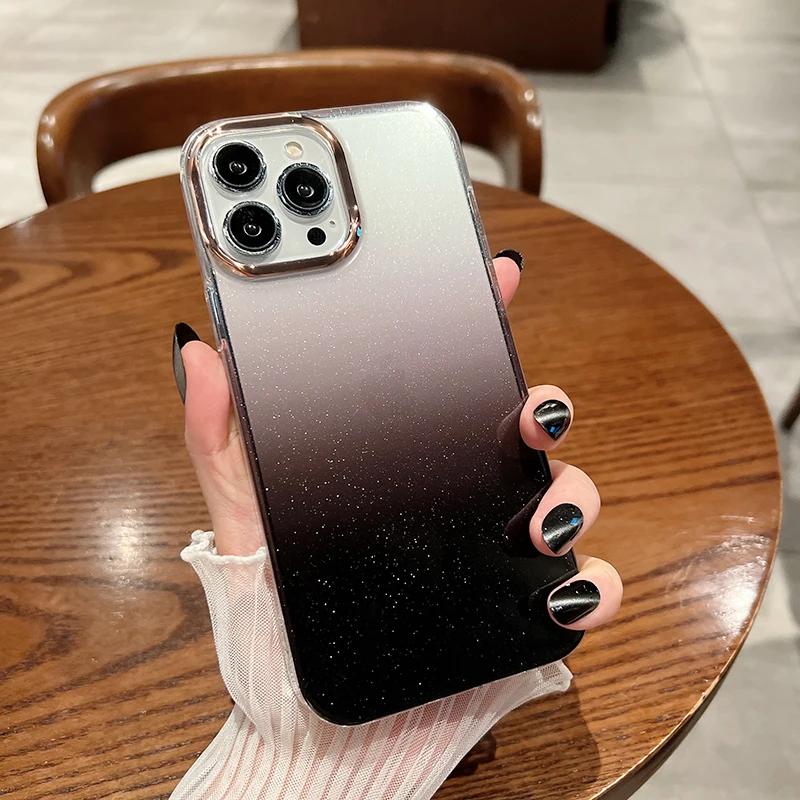 Glitter transparentna gradient crna iPhone 15 pro