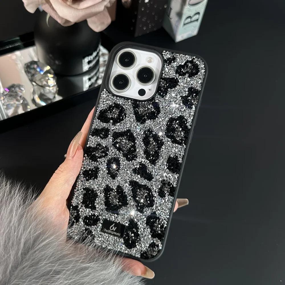 Leopard glitter maska iPhone 15 Pro