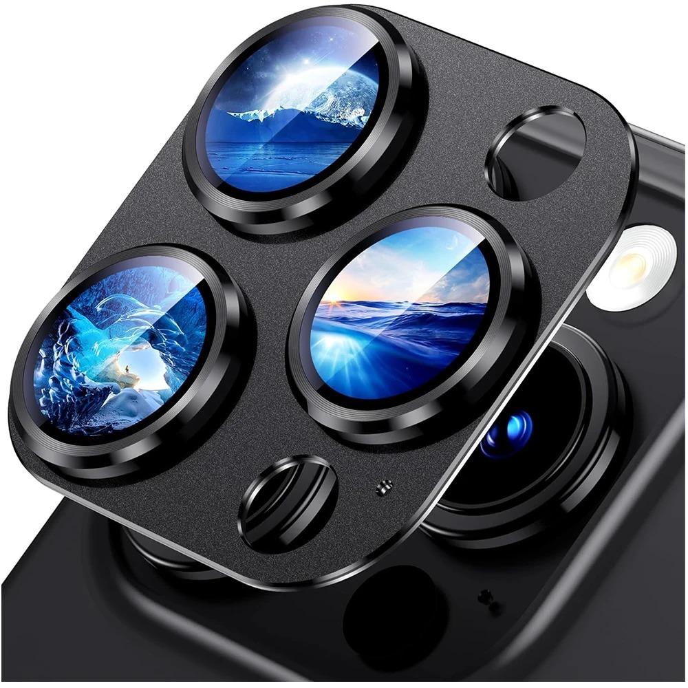 Titanium lens metal glass camera protector crni iPhone 15 pro
