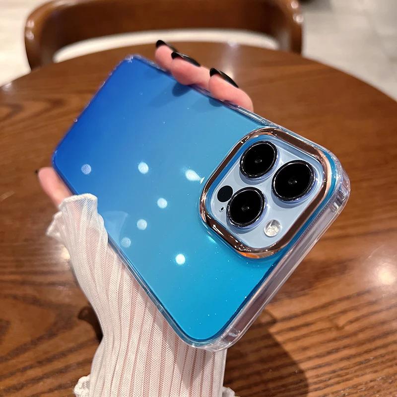 Glitter transparentna gradient maska plava iPhone 15 pro