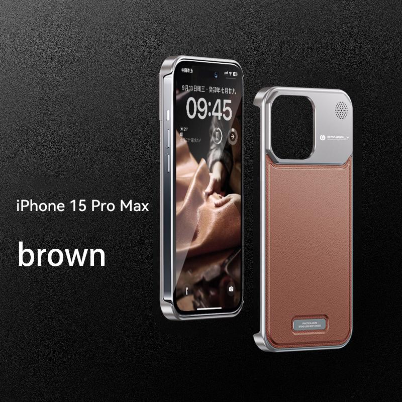 Kozna metalna maska smedja iPhone 15 Pro