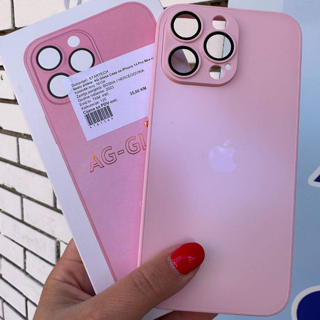 AG Glass case za iPhone 15 Pro Chanel Pink