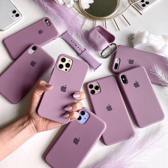 Silicone case iPhone 15 Pro puder ljubicasta